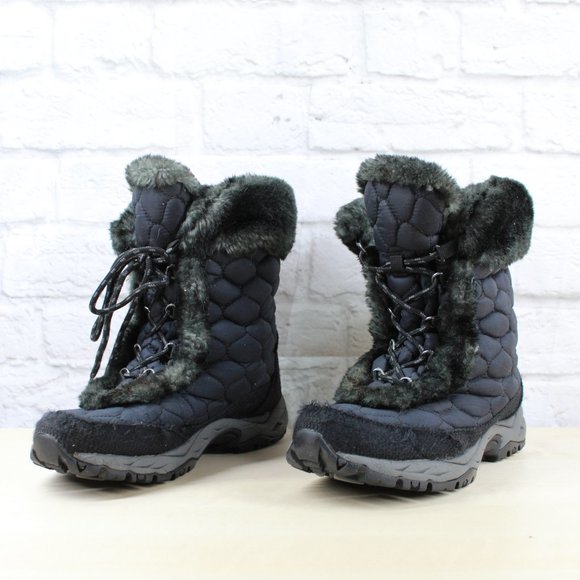 L.L. Bean Shoes - LL Bean Blue Quilted Faux Fur Lined Mid Calf Winter Snow Boots 8 M
